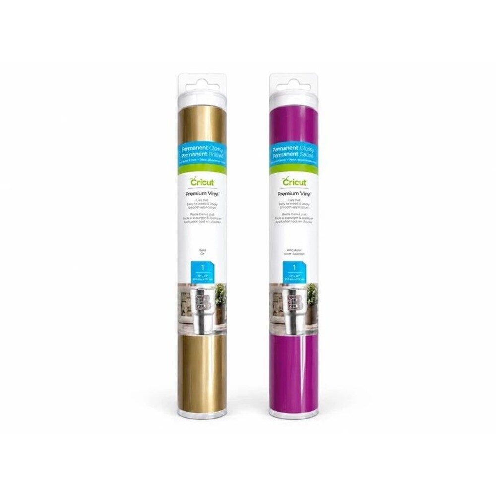 Cricut Premium Vinyl Permanent Glossy Gold Wild Aster 12” x 48” 2 Rolls New